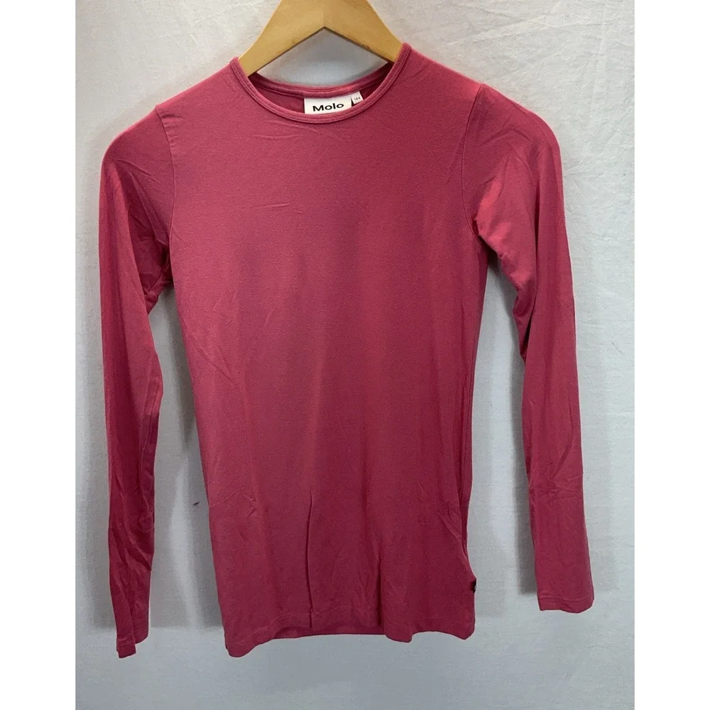 Lot of 2 Molo Tops Sz 13/14 Long Sleeve Jersey T Ruffle Knit Sweater Coral/Pink